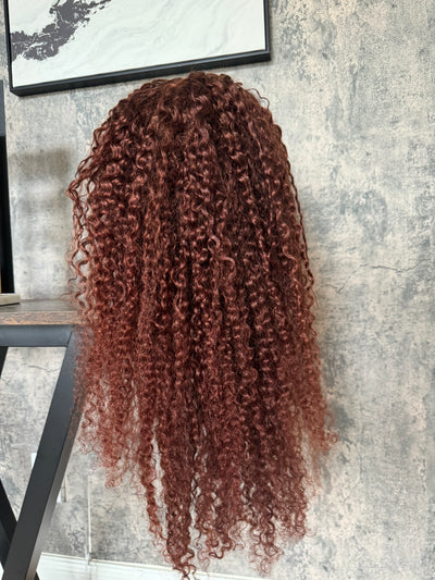 #8 copper brazillian curly lace front wig