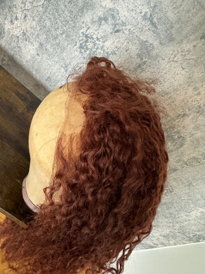 #8 copper brazillian curly lace front wig