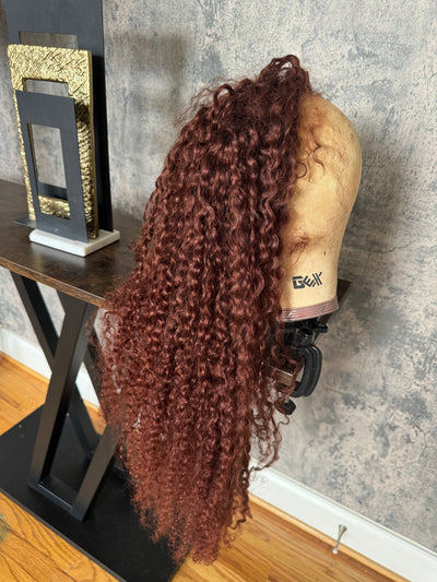 #8 copper brazillian curly lace front wig